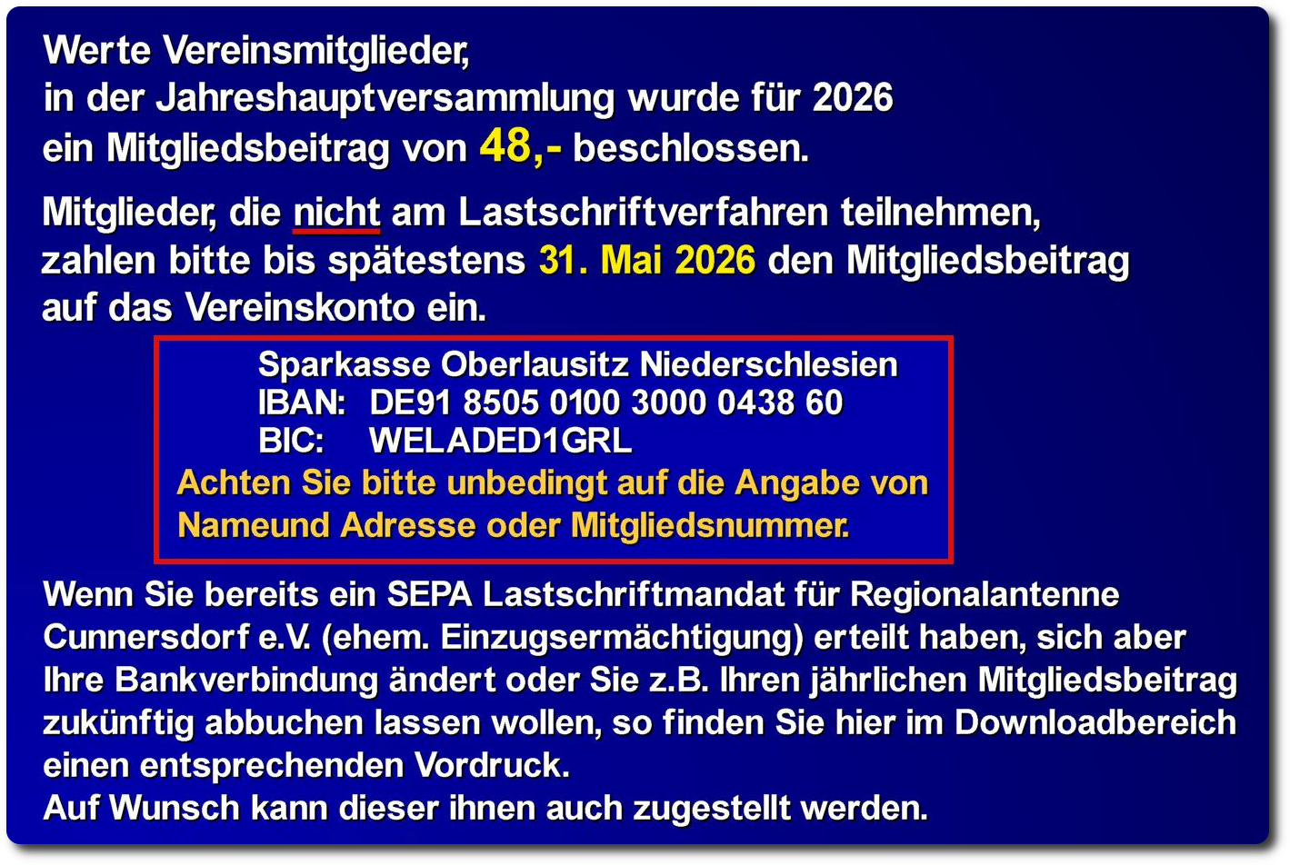 Einladung JHV
